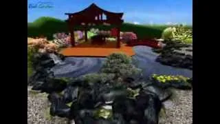 Japonská záhrada 3D projekt - realizaciá záhrad a jazierok