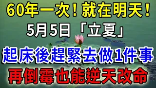 60年一次！就在明天！5月5日「立夏」不一般，起床後趕緊去做1件事，再倒霉也能逆天改命，從此有錢、有權、有貴人！|一禪語 #運勢 #風水 #佛教 #生肖 #佛語禪心