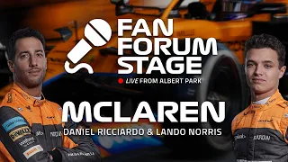 McLaren's Daniel Ricciardo & Lando Norris, from the F1® Australian Grand Prix Fan Forum Stage