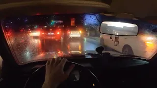 Ночная поездка под дождь по Алматы