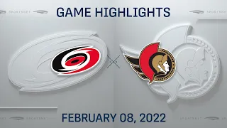 NHL Highlights | Hurricanes vs. Senators - Feb. 8, 2022