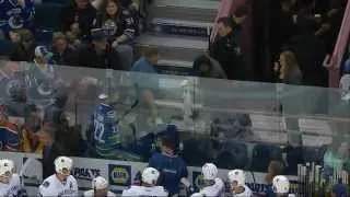 Classy Henrik Sedin Gives Stick to Young Fan Hit by Puck 10/17/14 [HD]