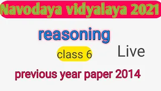 Reasoning Previous Year Paper 2014 JNV Entrance Exam Class 6