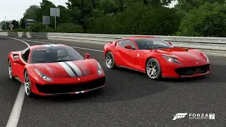 Forza 7 Drag race: Ferrari 488 Pista vs Ferrari 812 Superfast