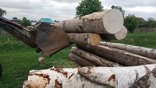 Поездка на пилораму. Погрузка бревен на тракторе т40