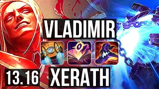 VLAD vs XERATH (MID) | 22/1/6, 3.2M mastery, 1700+ games, Legendary | EUW Grandmaster | 13.16