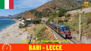 Cab ride Bari - Lecce ( Ferrovia Adriatica — "Adriatic Railway" Italy) train driver's view in 4K