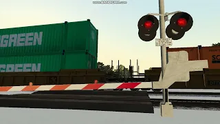 Railroad Crossing - UP Intermodel train (featuring NS 7517 and 1114 - Run8 simulator)