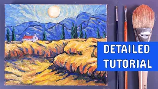 Art Therapy at Home: How to Paint Like Van Gogh - Sunrise Oil Painting Tutorial with ASMR Voice