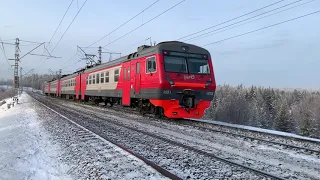 Russian trains in winter in Siberia