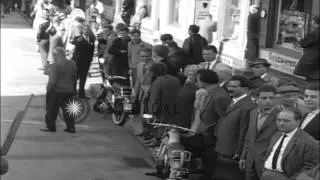 Soldiers keeps a watch across Friedrichstrasse towards East Berlin during Berlin ...HD Stock Footage