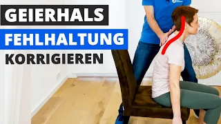 4 SEHR effektive Übungen gegen Geierhals ✅ & Nackenschmerzen ⚡️ (für zuhause)