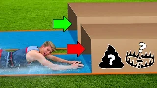 DONT Water Slide through the Wrong Mystery Box!!