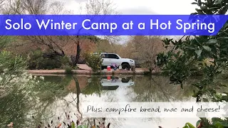 Solo Winter SUV camping at El Dorado Hot Springs, Arizona. Wildlife, campfire baking, mac & cheese!