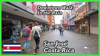 Walking in San José, Costa Rica - Downtown - Central Ave - deserted on a rainy afternoon 🇨🇷