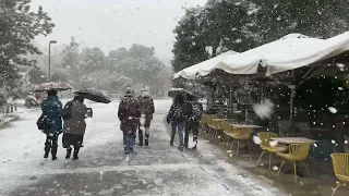 EXTREMELY SNOW IN ATHENS GREECE 4K/60PFS