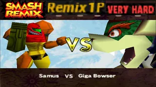 Smash Remix - Classic Mode Remix 1P Gameplay with Samus (VERY HARD)