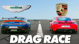 Aston Martin GT8 vs Porsche 718 Cayman | DRAG RACE