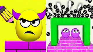 Draw To Smash vs Hide Ball - Logic Puzzle (Gameplay Android IOS, Smile Egg Smash Balls) || Levels UP