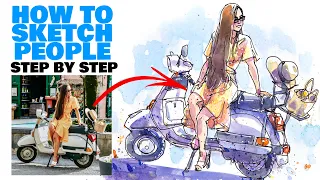 How to sketch people quickly & accurately! (loose sketching step by step)