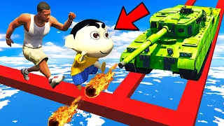 SHINCHAN AND FRANKLIN TRIED THE IMPOSSIBLE RIGHT AND WRONG AMAZING PARKOUR CHALLENGE GTA 5