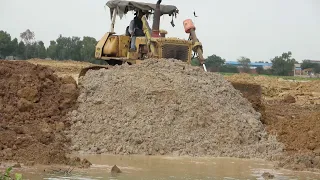 Best machinery land filling process Bulldozer dirt pushing skill operators| Komatsu Dozer D60P