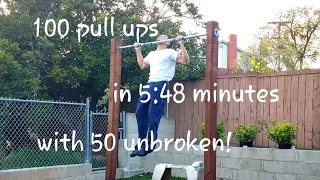 100 pull ups in 5:49 minutes with 50 pull ups unbroken!