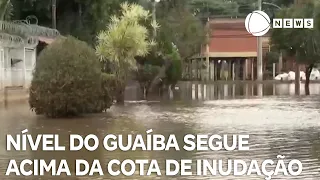 Nível do Guaíba continua acima da cota de inundação