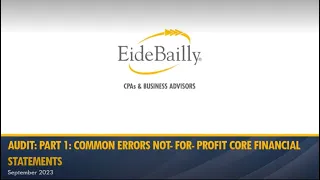 Audit: Part 1: Common Errors in Nonprofit Core Financial Statements