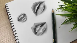 How to draw + Shade Lips in Pencil / realistic lips drawing and shading