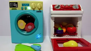 Toy Washing Machine Zanussi HTI and Toy Stove with Toy Velcro Cutting Fruits and Vegetables