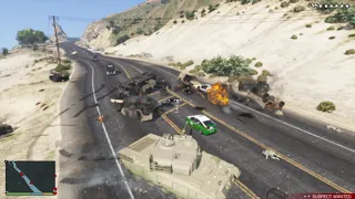 GTA 5 - Fort Zancudo Military Base Tank Rampage + Six Star Escape