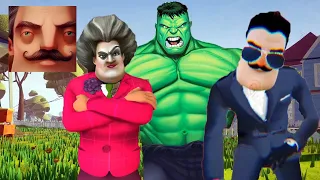 Hello Neighbor - My New Neighbor Hulk Scary Teacher 3D Men in Black History Gameplay Walkthrough