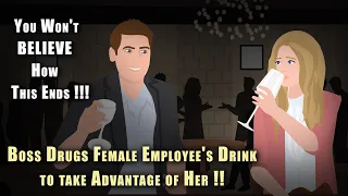 Boss Drugs Female Employee's drink to take Advantage of Her !! Animated Story