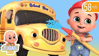 The Wheels on the Bus - Animal Sounds | Jugnu Kids Nursery Rhymes & kids Songs