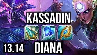 KASSADIN vs DIANA (MID) | Legendary, 25/2/5, Quadra, Rank 9 Kassadin | EUW Master | 13.14