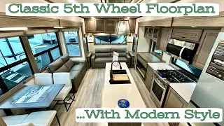 Classic Floorplan With Modern Style // Grand Design RV // Solitude 370DV // This 5th Wheel Pops