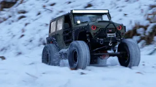 1/10 Scale RC Car Jeep JK Rubicon Xtraspeed SCX10 II Wrangler drive in snow