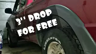 HOW TO LOWER A TRUCK FOR FREE!!! LS SWAPPED RANGER DROP!!!