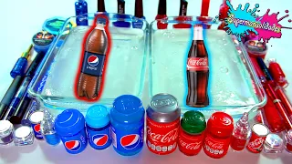 Mezclando Slime de Coca Cola VS Pepsi (rojo y azul) - Supermanualidades