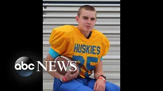 Teen with brain cancer takes field as junior high school football players