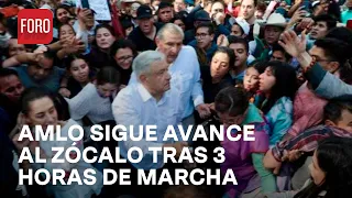 Marcha de AMLO: el presidente lleva más de tres horas caminando entre la multitud - Las Noticias