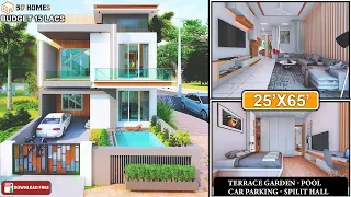 25x65 House Design | 180 Gaj | 25x65 House Plans | Budget 15 Lacs | Parking | Pool | Terrace Garden