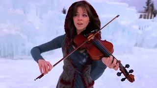 The girl in the ice plays the violin very beautifully