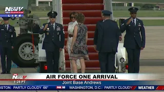 NO HAND HOLDING?: President Trump, First Lady Depart Air Force One at JBA