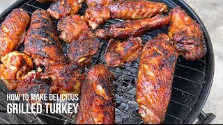 THE TASTIEST CHARCOAL GRILLED TURKEY | PARTY STYLE BBQ  | HOW TO GRILL TURKEY