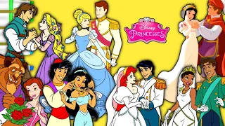 Coloring Pages Disney Princess and Prince | Glitter Colors | Aladdin and Jasmine , Belle and Beast