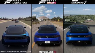 Forza Motorsport vs Forza Horizon 5 vs Gran Turismo 7 - Nissan Z Early Sound Comparison