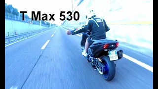 T MAX 530 NO STOCK Vs PCX 125 FULL STOCK AKRAPOVIC EXHAUST SOUND WALKAROUND ITALY W.R. 152.285 KM