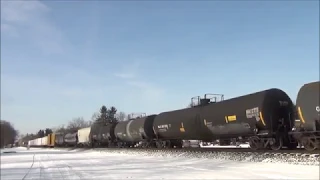 Nickel Plate 8100 Leads Two UP's on NS 14A at Enon Valley, PA  2/2/2019